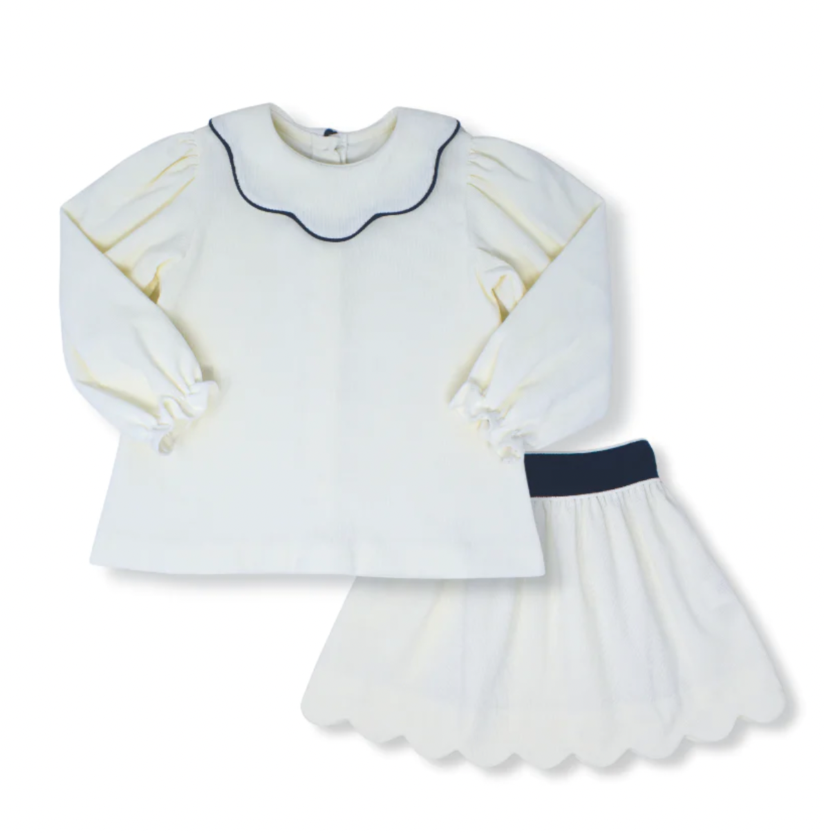 Scarlett Skirt Set LS-White Navy Cord