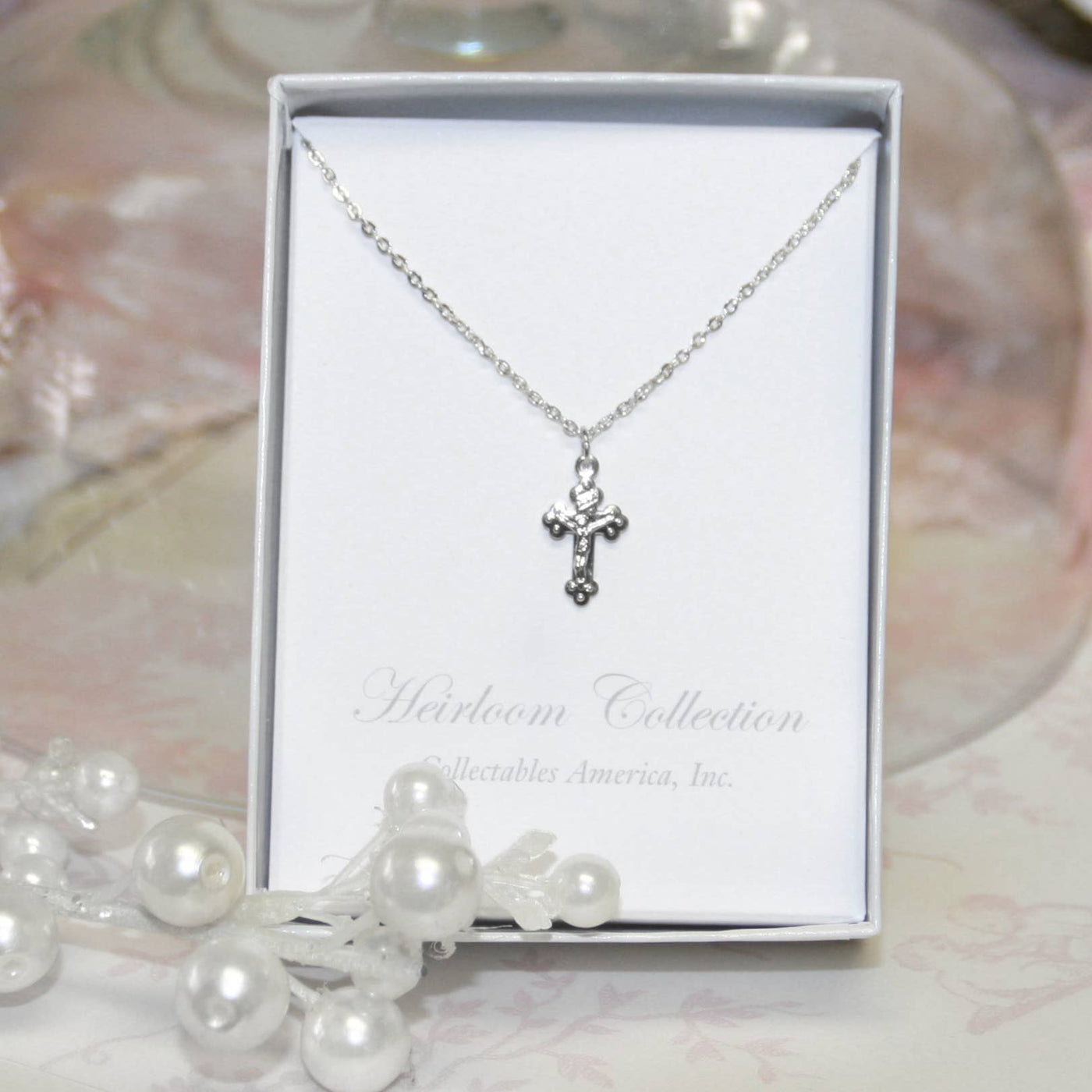 Collectables America - Catholic Crucifix Rhodium Necklace RH-49