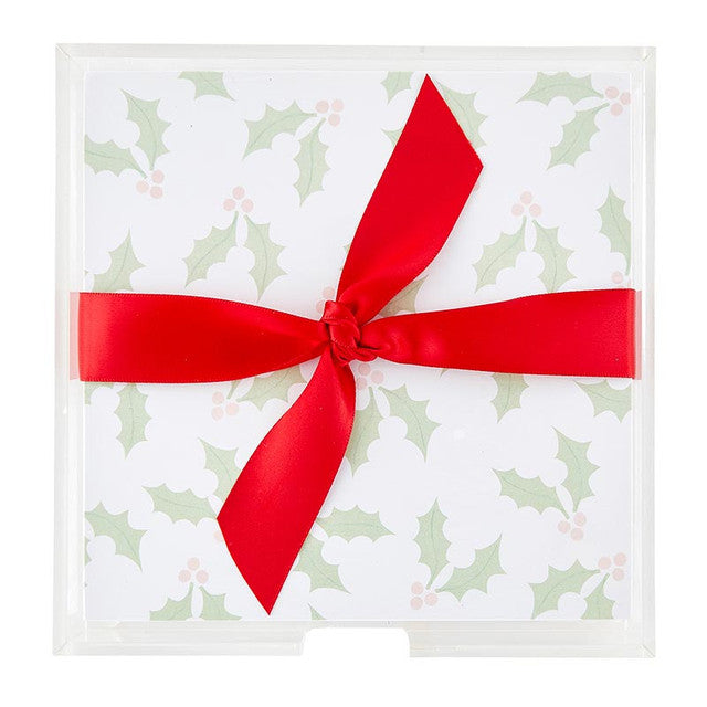 Square Notepad With Tray - Mistletoe