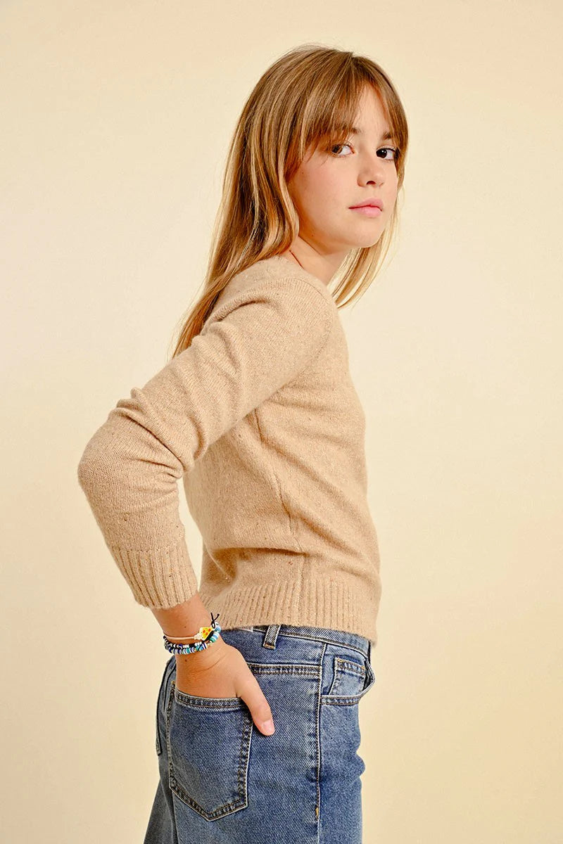 Girls Knitted Sweater- Beige