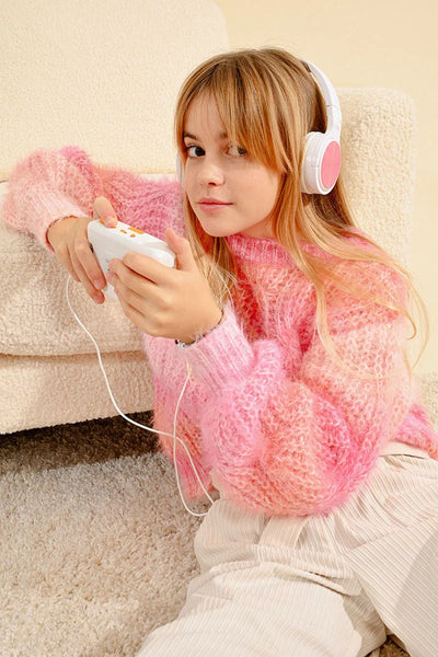 Girls Knitted Sweater- Pink