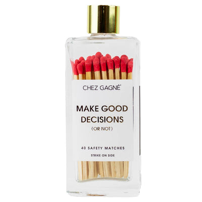 Chez Gagné - Make Good Decisions Matches - Glass Bottle Matchsticks  - Red