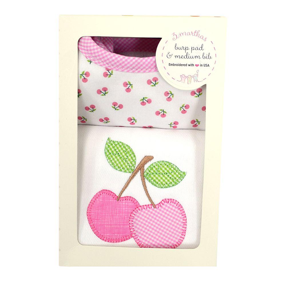 Bib & Burp Cloth Box - Cherries