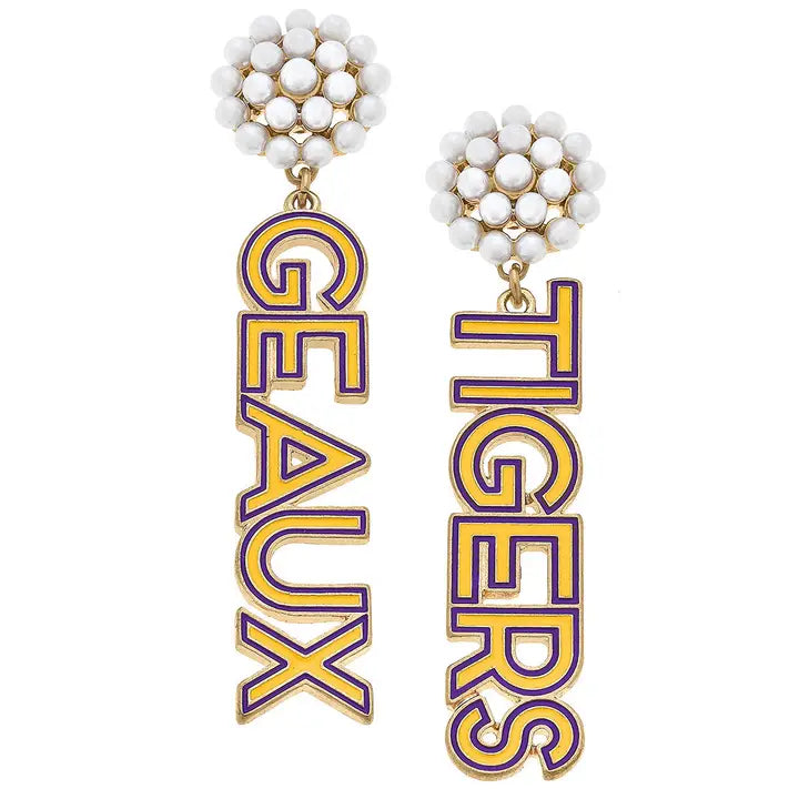 LSU Tigers Cluster Outline Earring