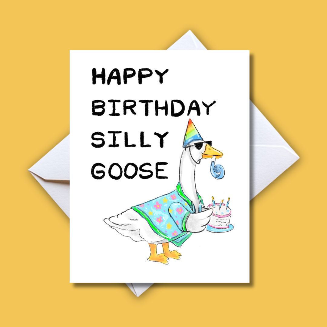 Home Malone - Happy Birthday Silly Goose Card-Funny Celebrate Notecard