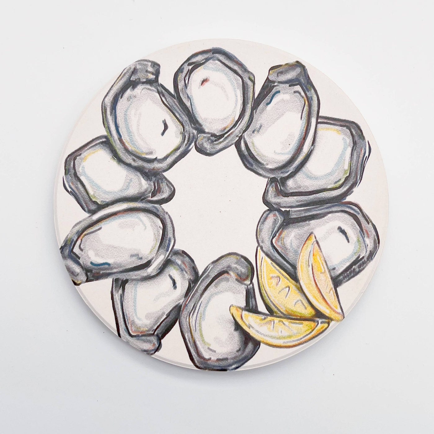 Home Malone - Oyster Wreath Coaster - Fun Coastal Seafood Absorbent Stone