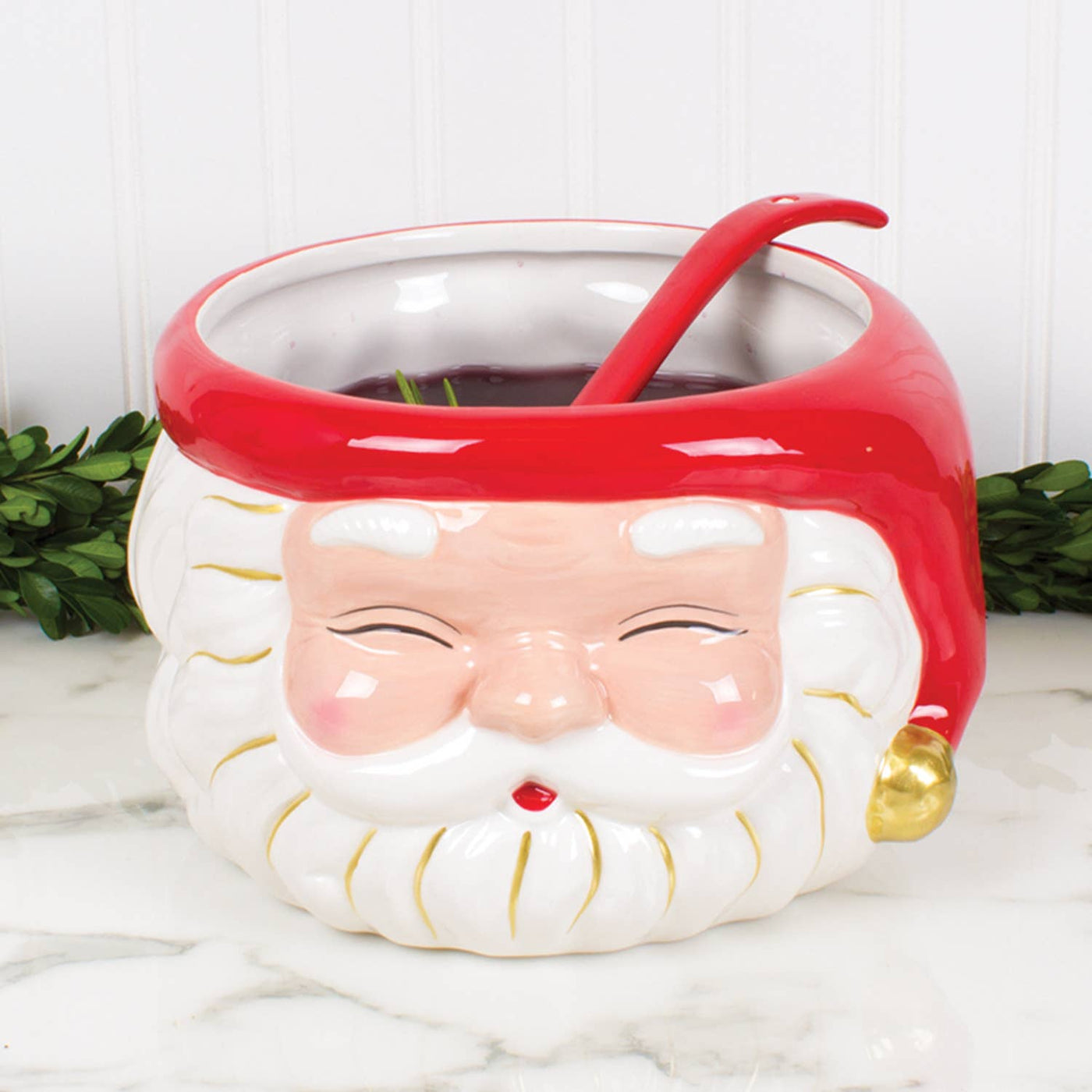 8 Oak Lane - Red Santa Punch Bowl & Ladle