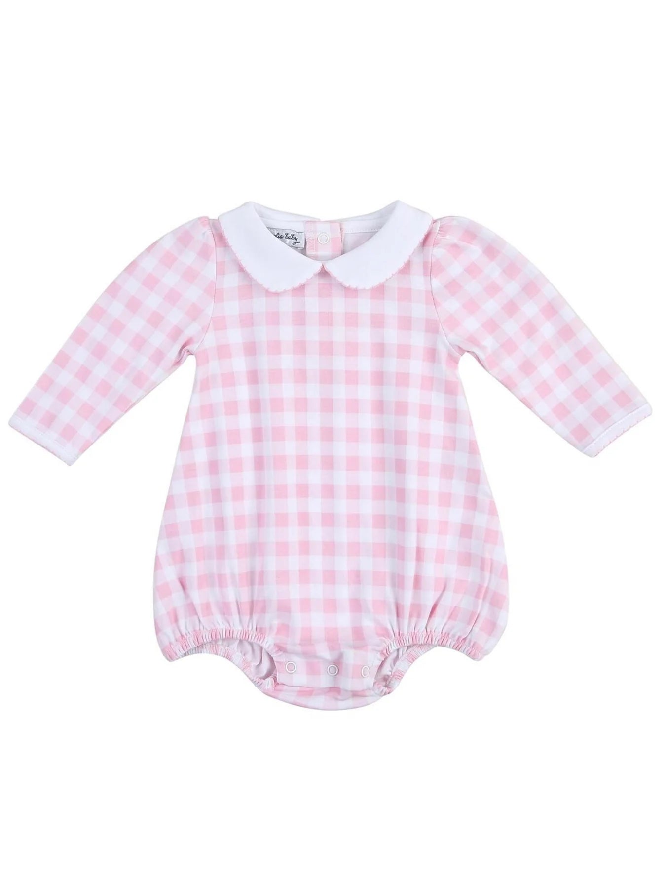 Baby Checks Collared Ruffle Bubble - Pink
