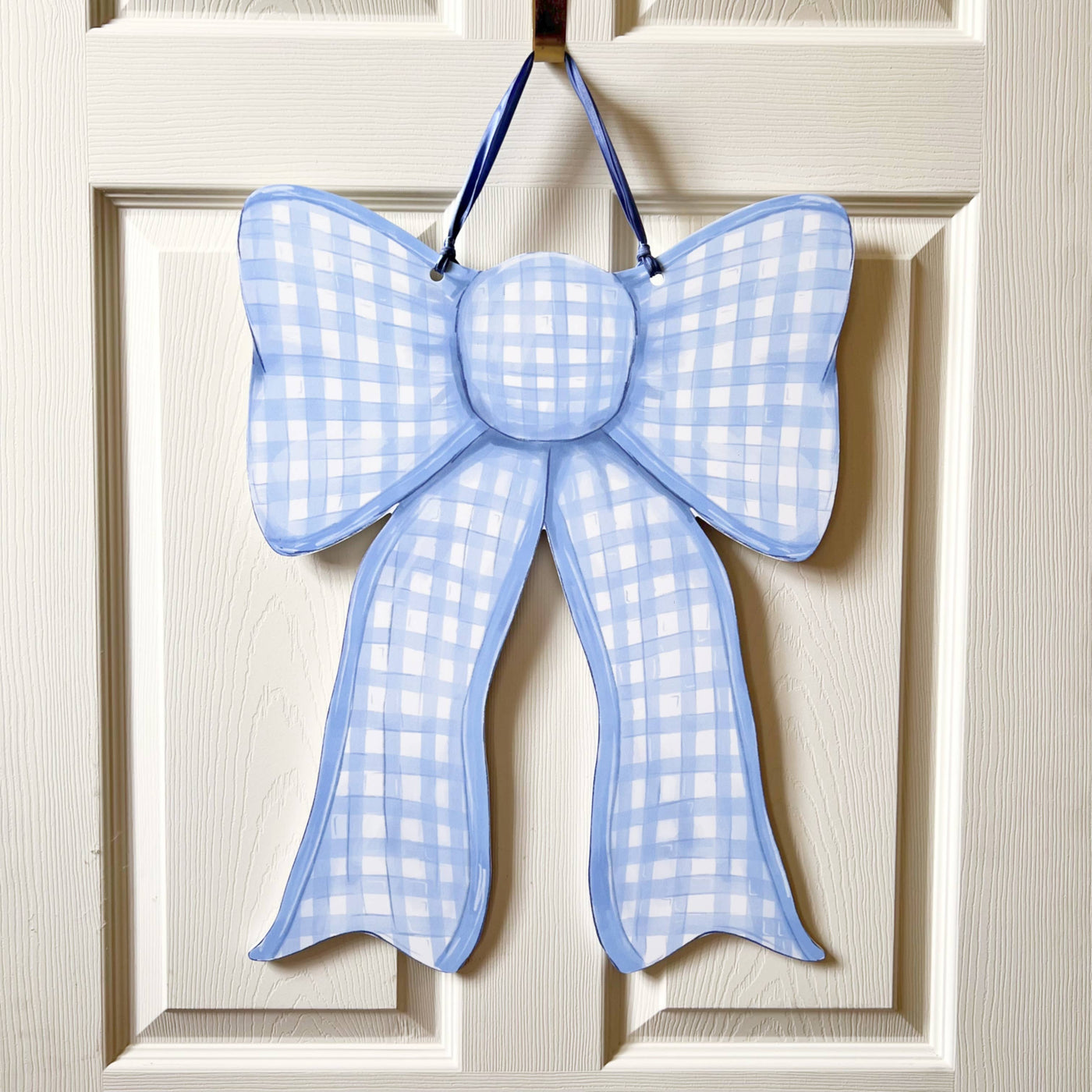 Home Malone - Blue Gingham Bow Door Hanger - New Baby Coquette Trend