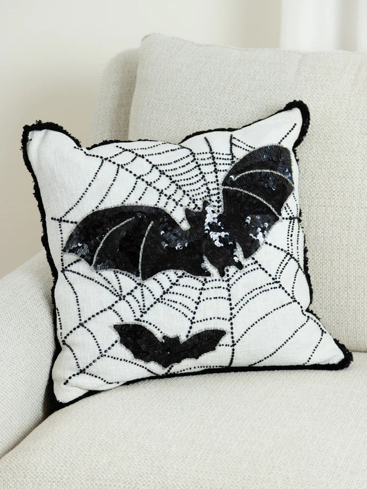 Square Pillow Sequin Bats