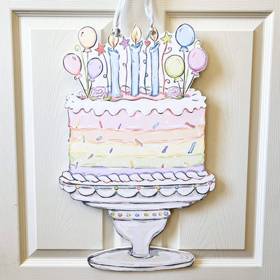 Home Malone - Pastel Birthday Cake Door Hanger-Celebration Cake Fun Decor