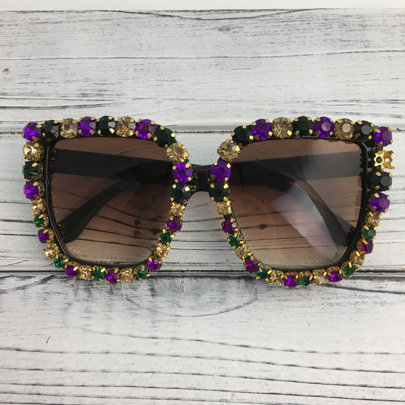 SongLily - Large Mardi Gras rhinestone sunglasses