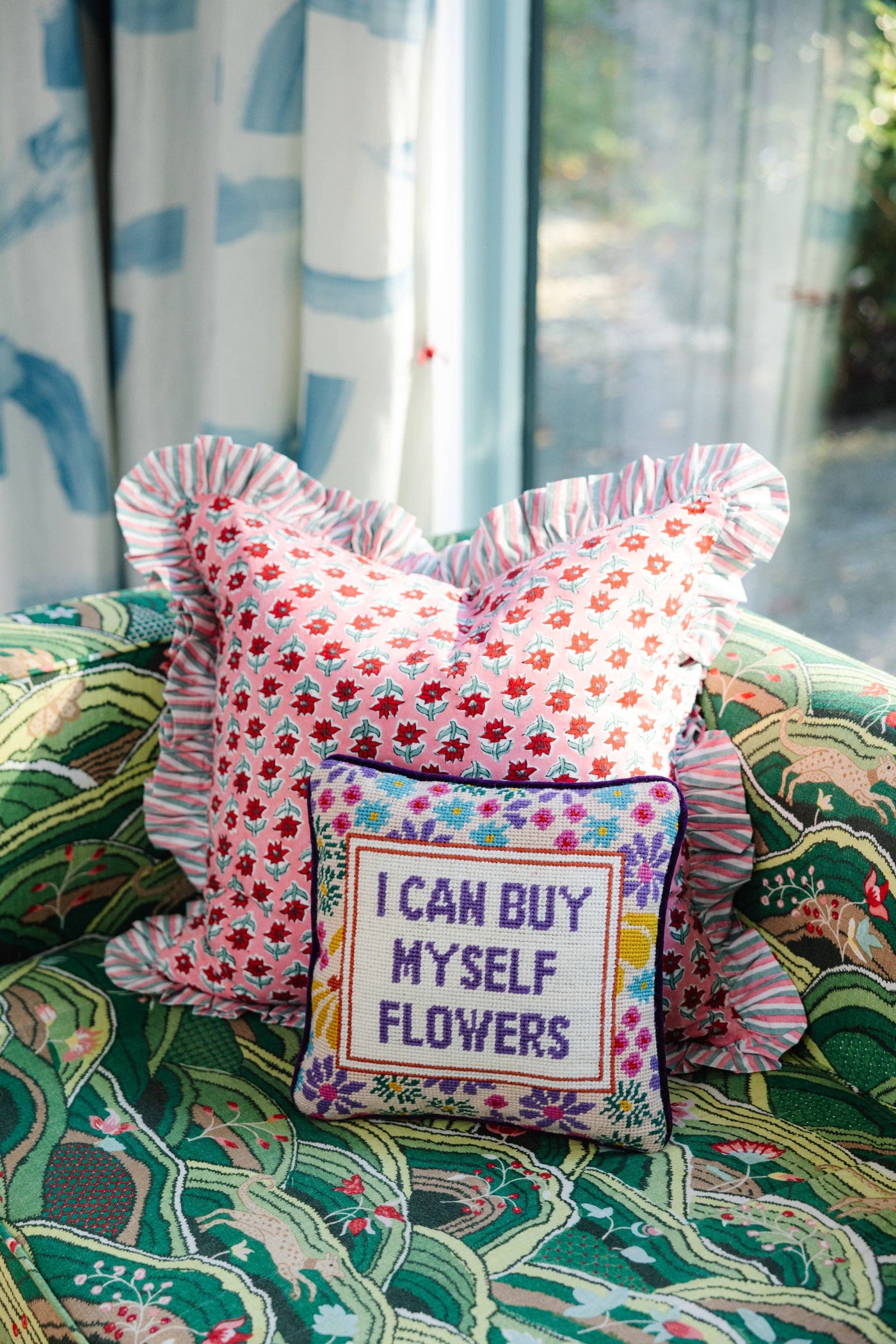 Furbish Studio - Flowers Needlepoint Pillow