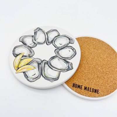 Home Malone - Oyster Wreath Coaster - Fun Coastal Seafood Absorbent Stone