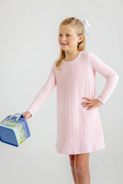 Long Sleeve Polly Play Dress- Pink Quilted