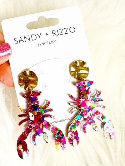 Sandy + Rizzo - Pink Confetti Crawfish Dangle