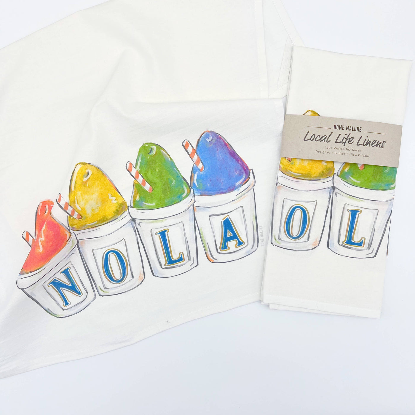Home Malone - NOLA Sno-Balls Kitchen Tea Towel New Orleans Summer Gift