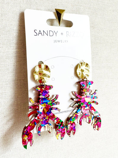 Sandy + Rizzo - Pink Confetti Crawfish Dangle