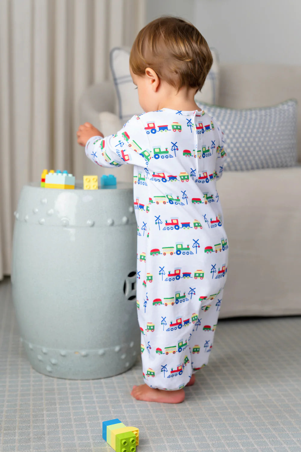 LS Patton Play Romper- Chatham Choo Choo