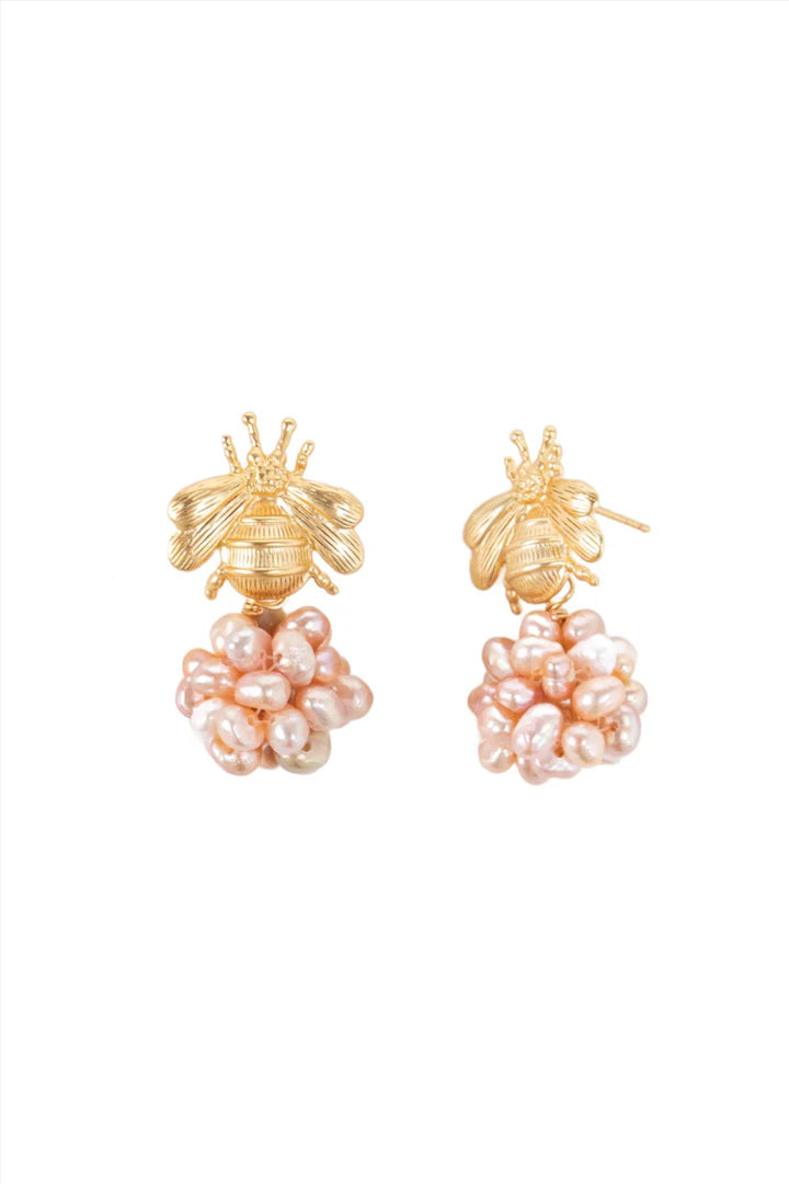 Bee Pearl Cluster Earring - Blush