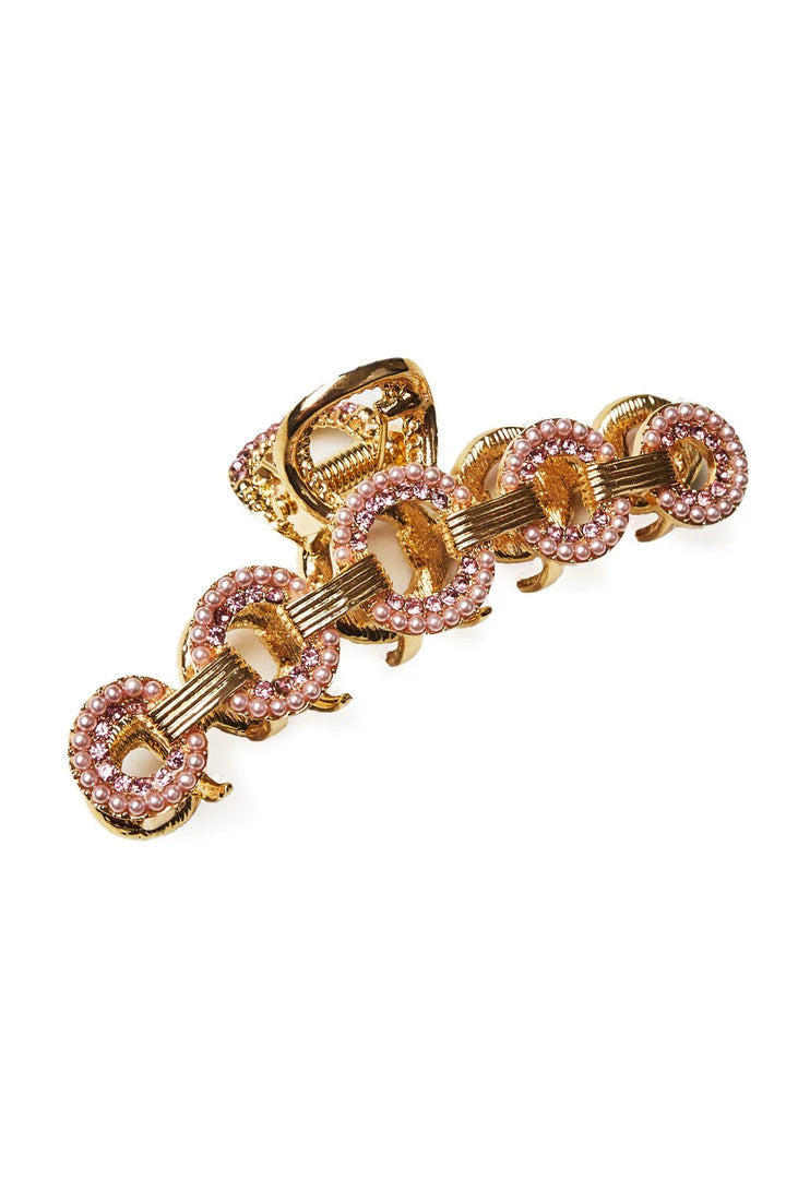 Pave Pearl Crystal Hair Claw Clip