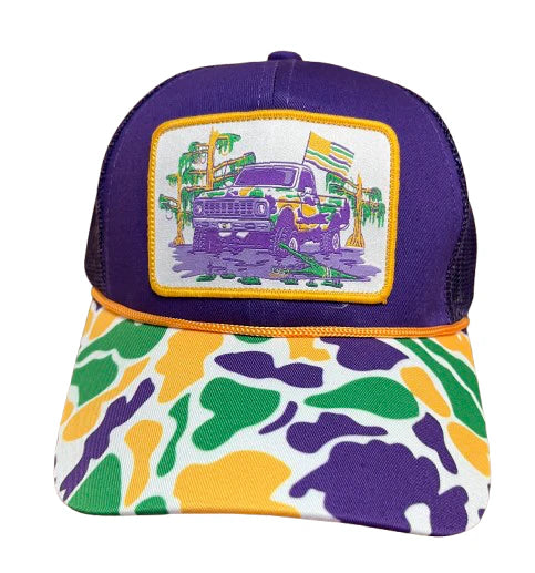 Mardi Gras Swamp Truck Patch- Hat