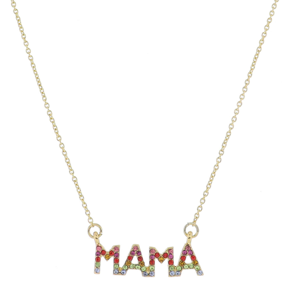18K Gold Plated Multi Crystal "MAMA" Necklace