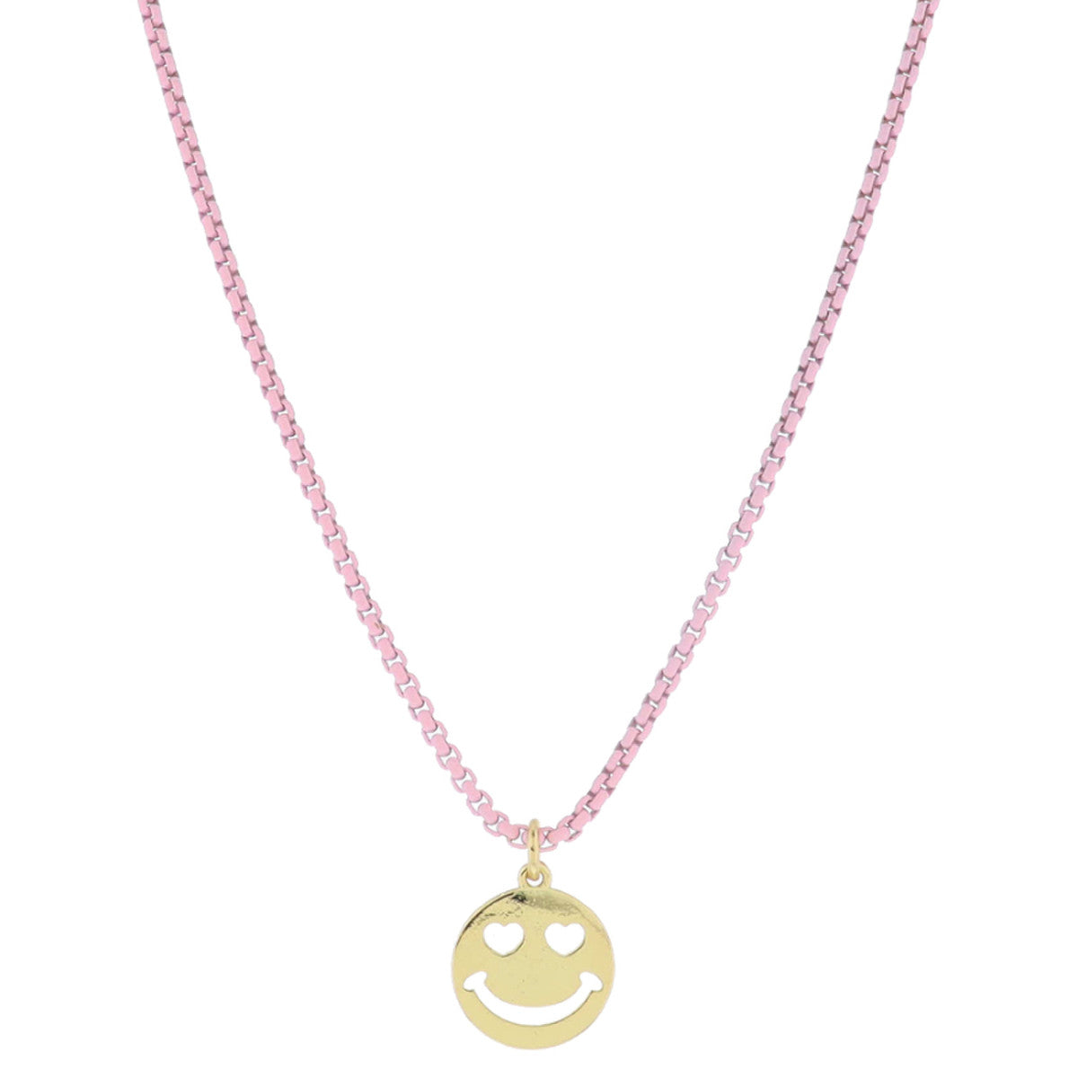 Kids Happy Face Necklace - Light Pink