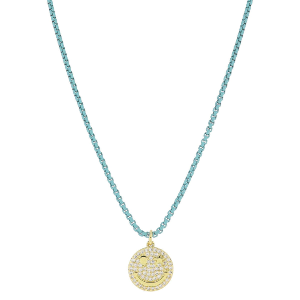 Kids Happy Face Necklace - Turquoise