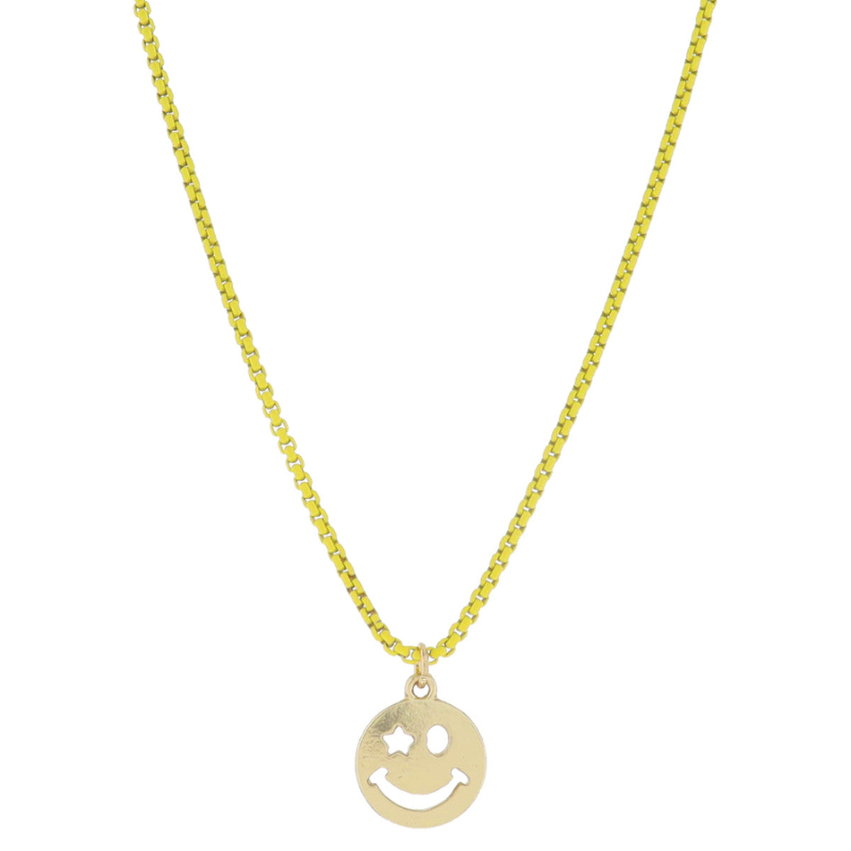 Kids Happy Face Necklace - Yellow