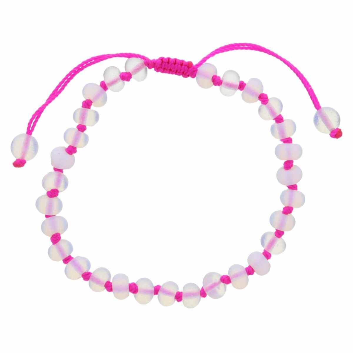 Kids Magenta Knotted Thread and Opalite Beaded Bracelet