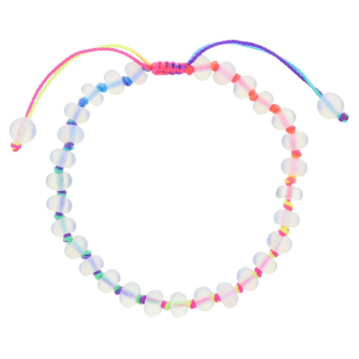 Kids Bright Multi Rainbow Knotted Thread and Opalite Beaded Bracelet