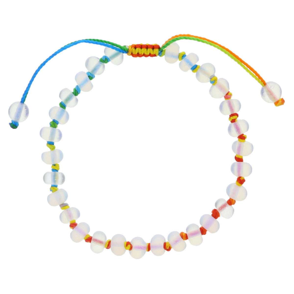 Kids Classic Multi Rainbow Knotted Thread and Opalite Beaded Bracelet