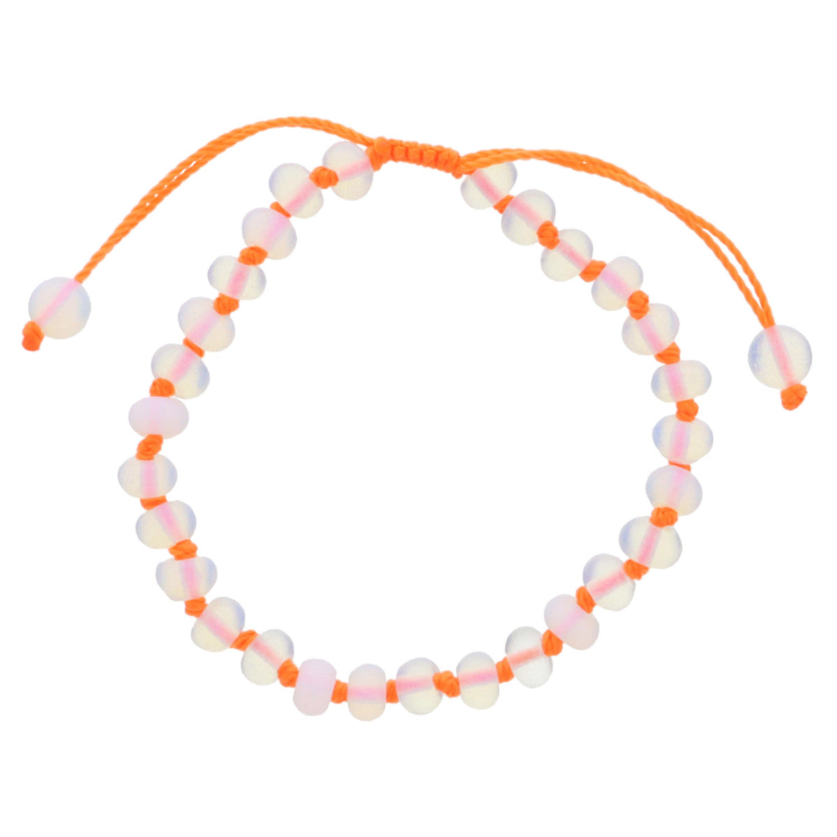 Kids Orange Knotted Thread and Opalite Beaded Bracelet