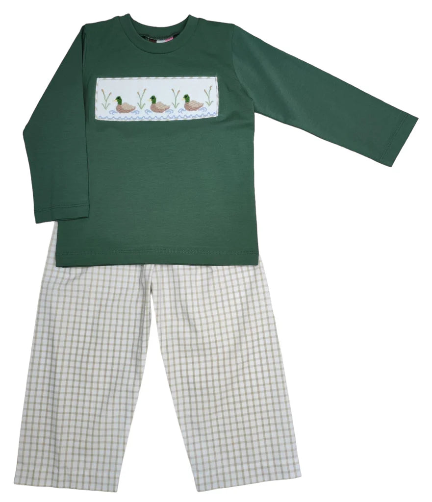 Mallard Duck Smocked Boy Pant Set