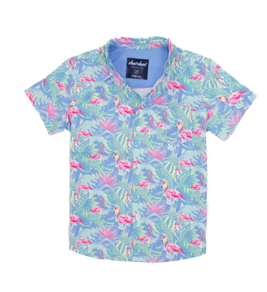 Shordees Summer Shirt-Floral Flamingo
