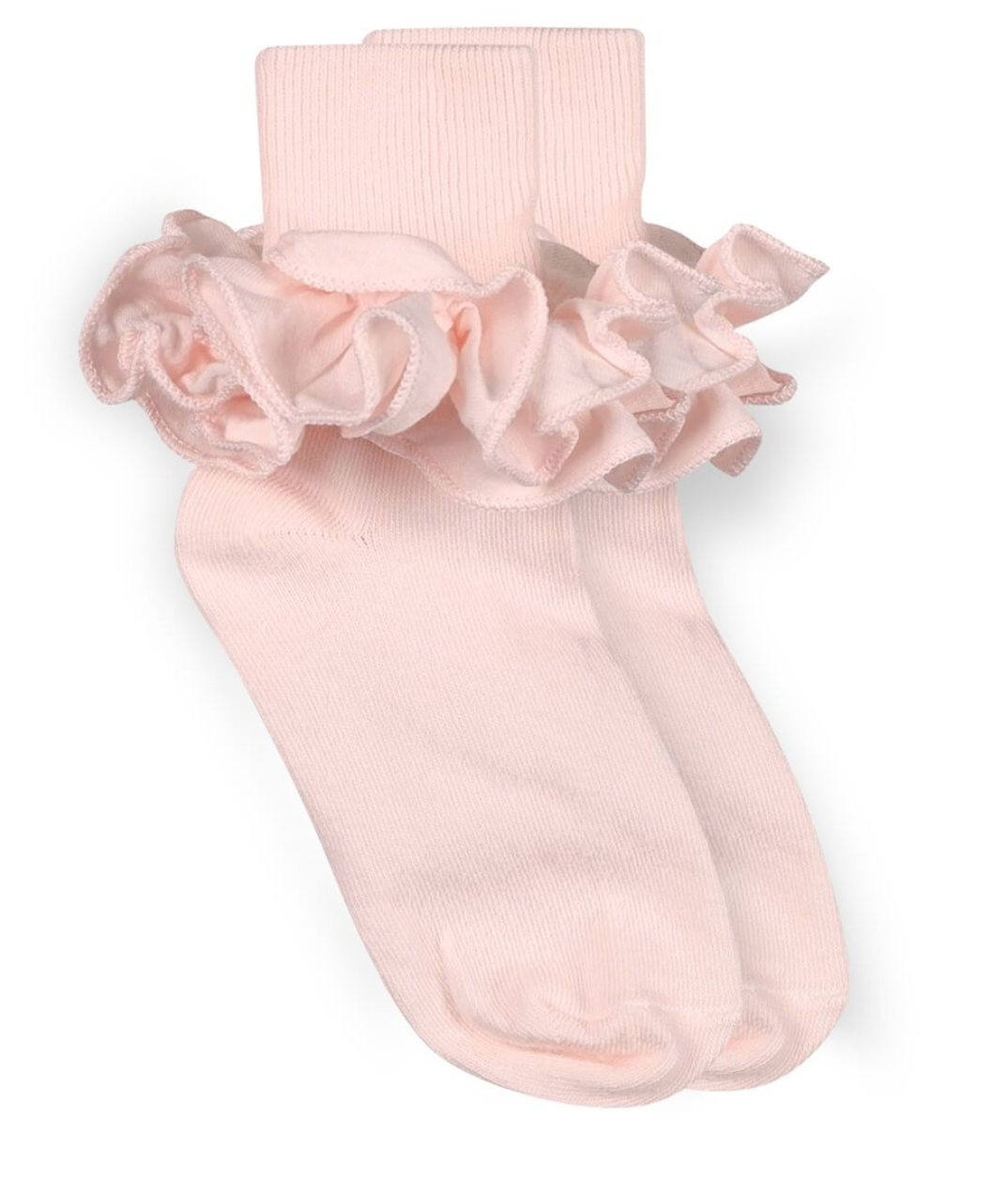Ruffle Fold Down Socks-Pastel Pink