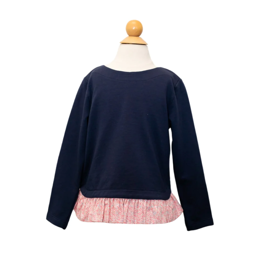 Nora Sweater-Navy w/ Floral Print