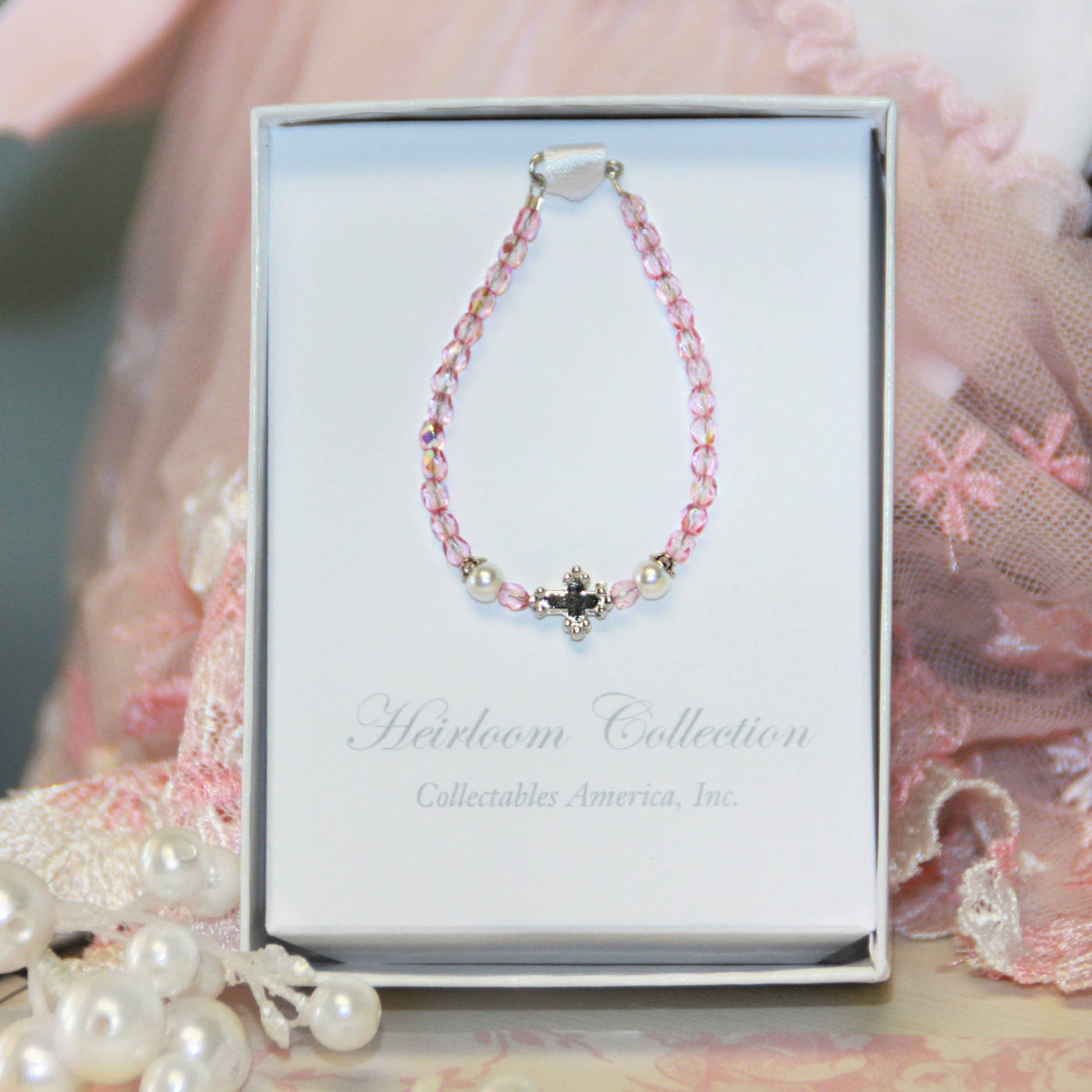 Collectables America - Infant Sweet Cross Pink Crystal Bracelet CJ-434-4