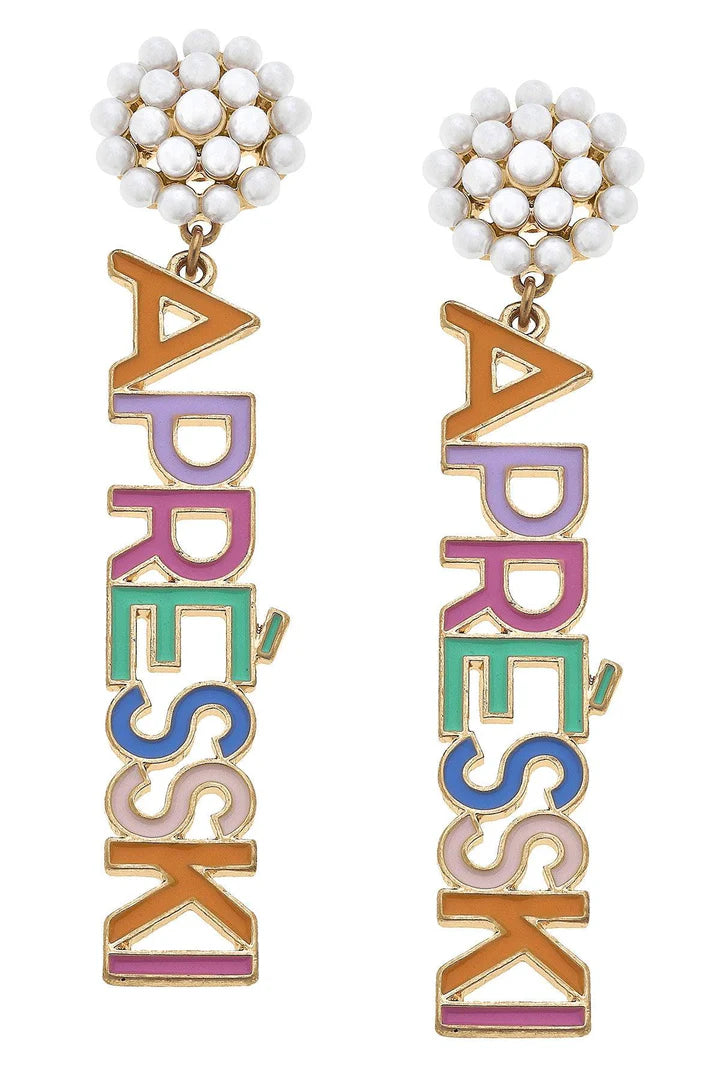 Après Ski Pearl Cluster Enamel Earrings in Muti