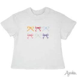 Bows Print Big White Boxy Tee