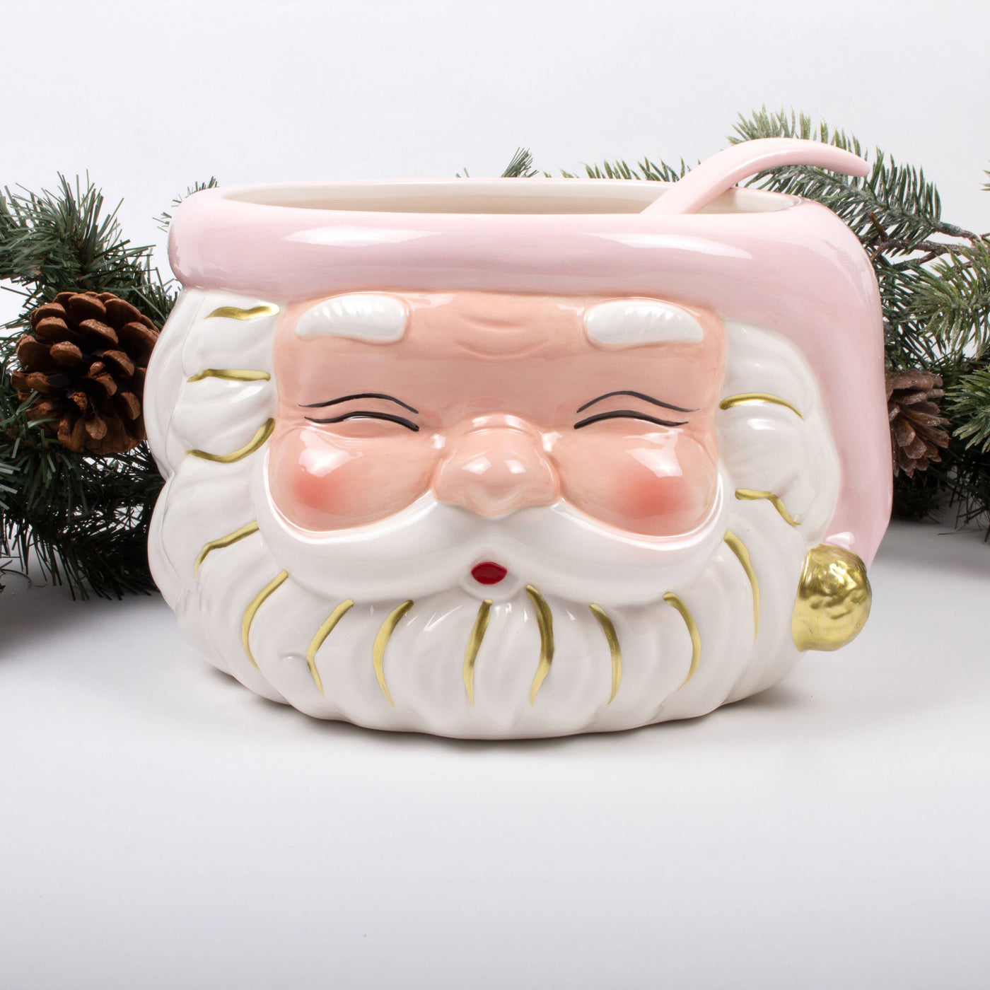 8 Oak Lane - Pink Santa Punch Bowl & Ladle