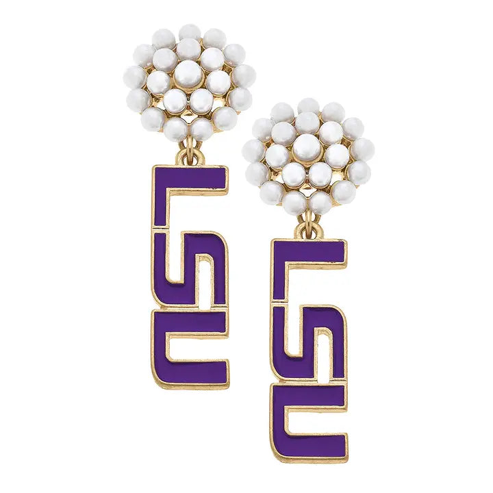 LSU Tigers Pearl Cluster Earrings