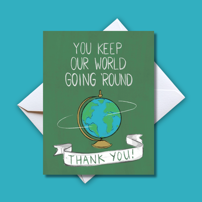 Home Malone - Spinning Globe Teacher Thank You Card -Educator Appreciation