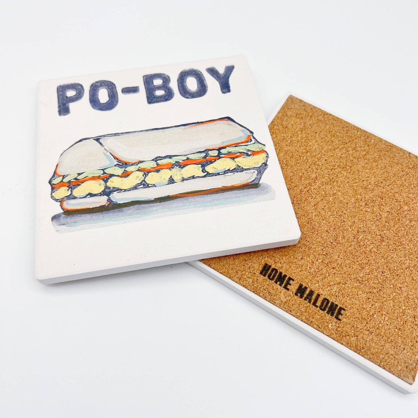 Home Malone - Po-Boy Coaster - New Orleans Food Fun Absorbent Stone Decor