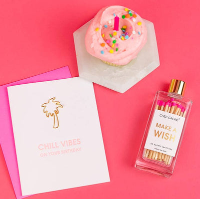 Chez Gagné - Make A Wish Matches - Glass Bottle Matchsticks - Bright Pink