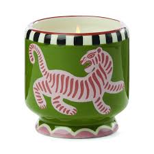 Hand Painted "Tiger" Candle- Black Cedar & Fig