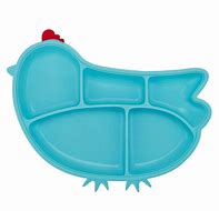 Assiette Ventouse Poulet Silicone - Bleu