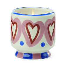 Hand Painted 'Hearts" Candle- Rosewood Vanilla