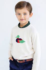 Isaac's Intarsia Sweater- Duck